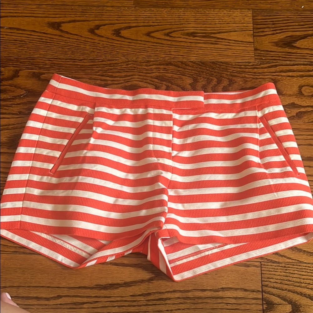 J. Crew Coral and White Striped Shorts